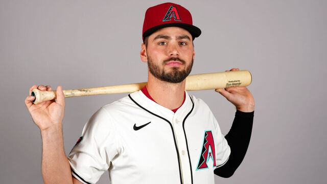 SCOTTSDALE, AZ - FEBRUARY 19: Blaze Alexander #9 of the Arizona Diamondbacks poses for a photo during the Arizona Diamondbacks Photo Day at Salt River Fields at Talking Stick on Wednesday, February 19, 2025 in Scottsdale, Arizona.