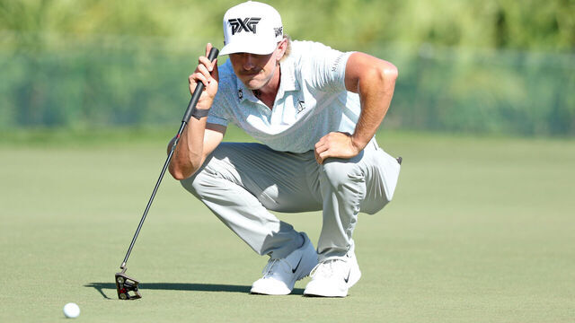 PALM BEACH GARDENS, FLORIDA - FEBRUARY 28: Jake Knapp of the United States lines up a putt on the second green during the second round of the Cognizant Classic in The Palm Beaches 2025 at PGA National Resort And Spa on February 28, 2025 in Palm Beach Gardens, Florida.