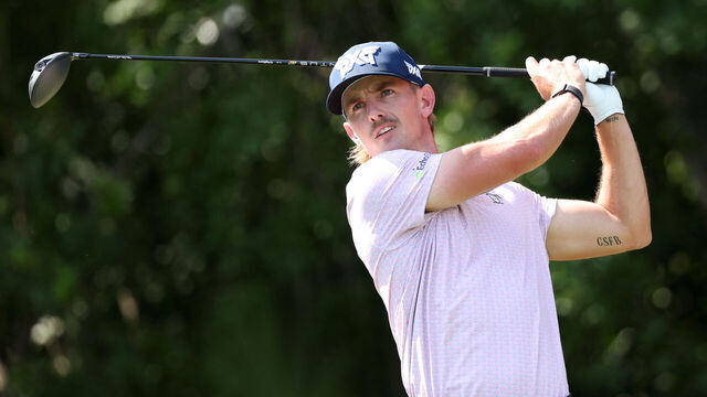 PALM BEACH GARDENS, FLORIDA - MARCH 01: Jake Knapp of the United States plays his shot from the third tee during the third round of the Cognizant Classic in The Palm Beaches 2025 at PGA National Resort And Spa on March 01, 2025 in Palm Beach Gardens, Florida.