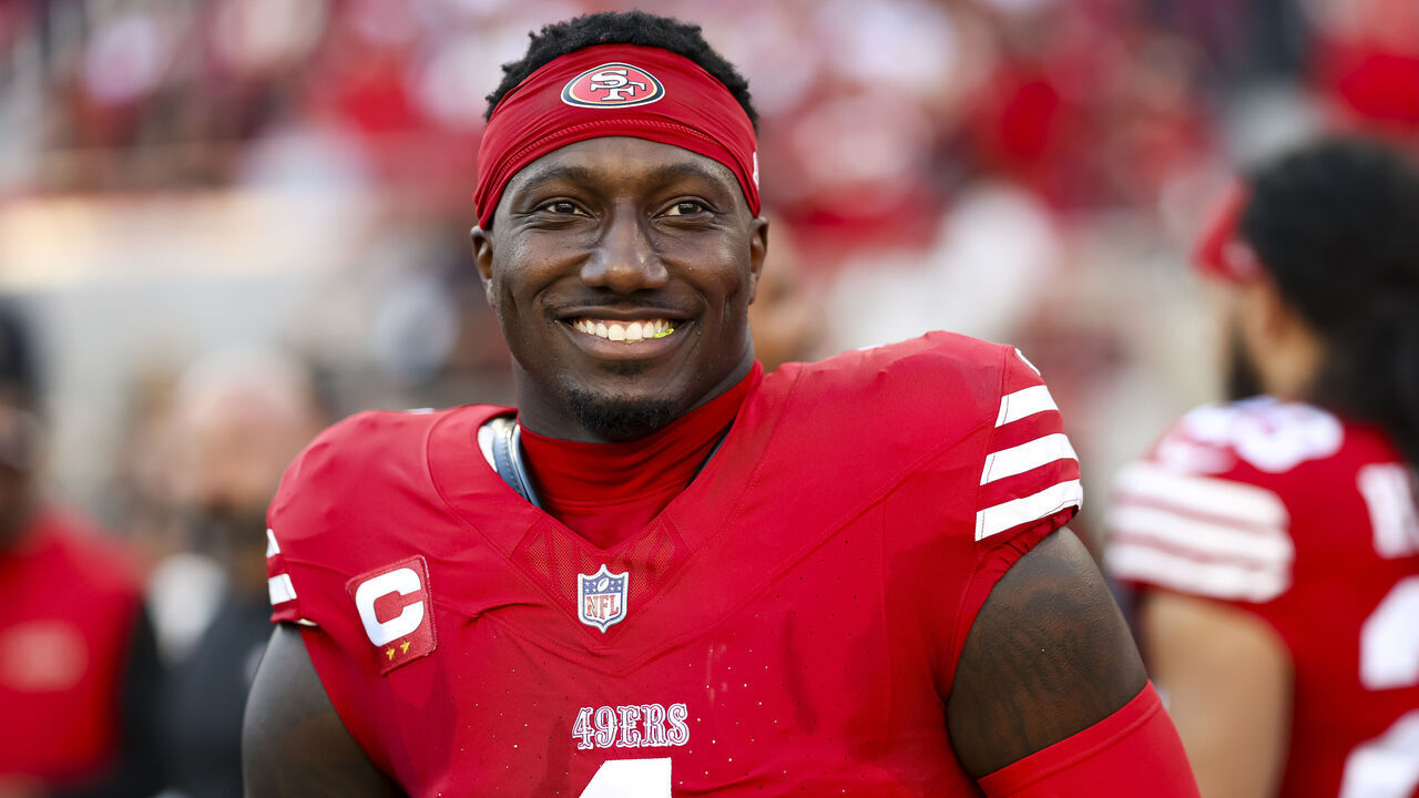 SANTA CLARA, CALIFORNIA - DECEMBER 8: Wide receiver Deebo Samuel Sr. #1 of the San Francisco 49ers stands on the sidelines prior to an NFL football game against the Chicago Bears, at Levi's Stadium on December 8, 2024 in Santa Clara, California.
