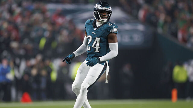 PHILADELPHIA, PENNSYLVANIA - DECEMBER 03: James Bradberry #24 of the Philadelphia Eagles defends in coverage during an NFL football game against the San Francisco 49ers at Lincoln Financial Field on December 3, 2023 in Philadelphia, Pennsylvania.