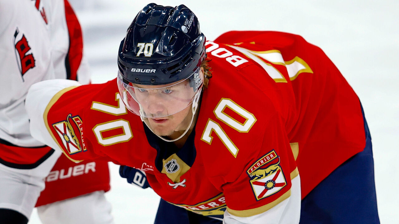 SUNRISE, FL - JANUARY 02: Florida Panther Jesper Boqvist (70) looks on during the game between the Carolina Hurricanes and the Florida Panthers on Thursday January 2, 2025 at Amerant Bank Arena in Sunrise, Fla.