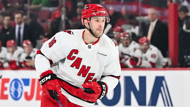 MONTREAL, CANADA - FEBRUARY 25: Mikko Rantanen #96 of the Carolina Hurricanes skates during the first period against the Montreal Canadiens at the Bell Centre on February 25, 2025 in Montreal, Quebec, Canada. The Montreal Canadiens defeated the Carolina Hurricanes 4-0.