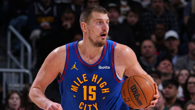 DENVER, CO - MARCH 5: Nikola Jokic #15 of the Denver Nuggets dribbles the ball during the game against the Sacramento Kings on March 5, 2025 at Ball Arena in Denver, Colorado. NOTE TO USER: User expressly acknowledges and agrees that, by downloading and/or using this Photograph, user is consenting to the terms and conditions of the Getty Images License Agreement. Mandatory Copyright Notice: Copyright 2025 NBAE