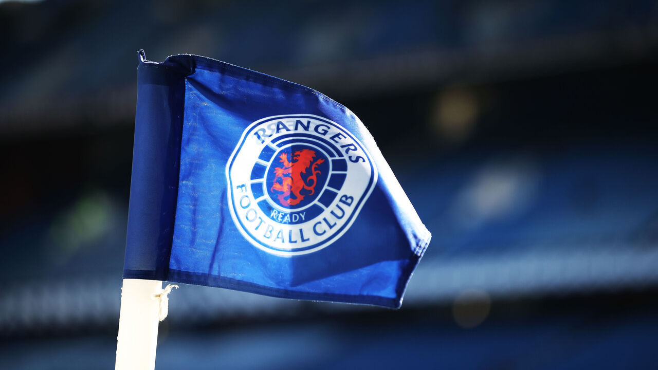 GLASGOW, SCOTLAND - FEBRUARY 22: The Rangers Corner Flag during a William Hill Premiership match between Rangers and St Mirren at Ibrox Stadium, on February 22, 2025, in Glasgow, Scotland.