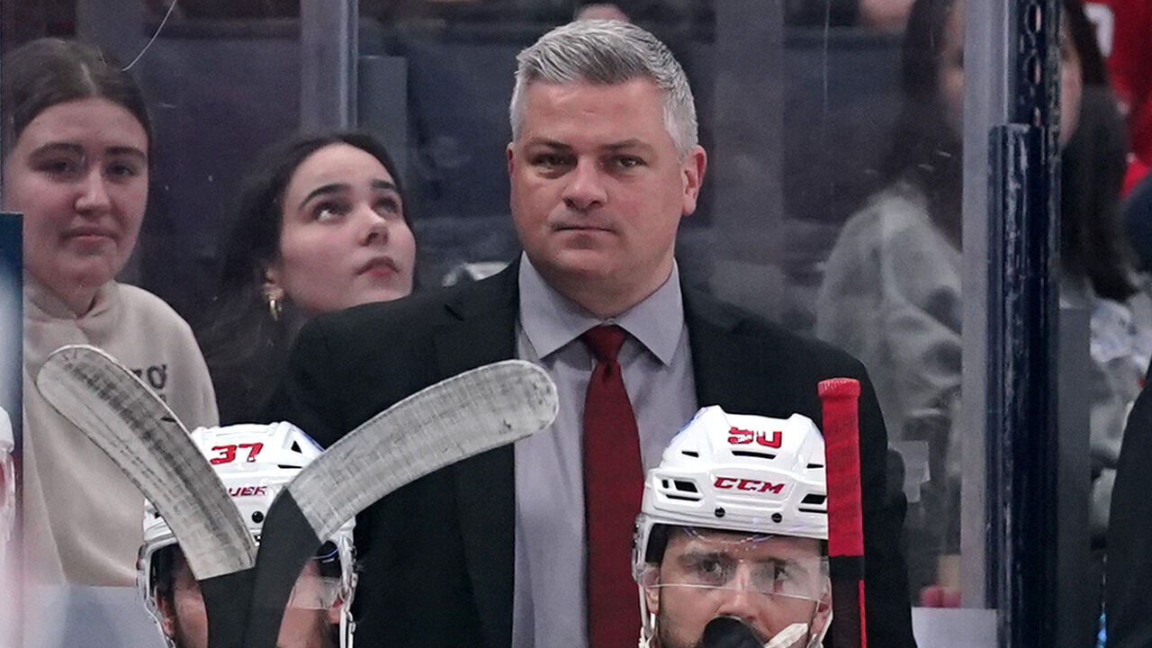 COLUMBUS, OHIO - DECEMBER 19: Sheldon Keefe head coach of the New Jersey Devils looks on during the game against the Columbus Blue Jackets at Nationwide Arena on December 19, 2024 in Columbus, Ohio.