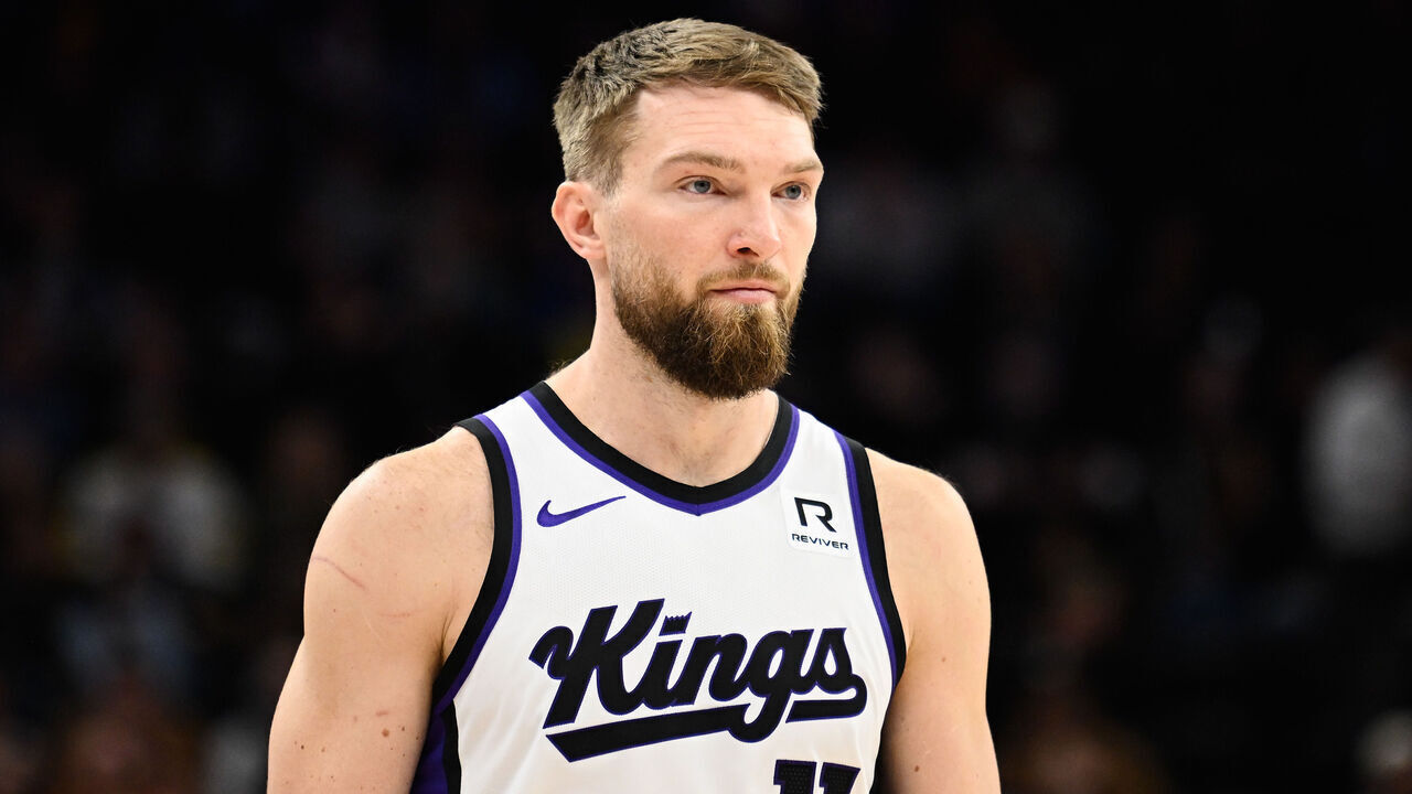 SALT LAKE CITY, UTAH - FEBRUARY 26: Domantas Sabonis #11 of the Sacramento Kings in action during the first half of a game against the Utah Jazz at Delta Center on February 26, 2025 in Salt Lake City, Utah.