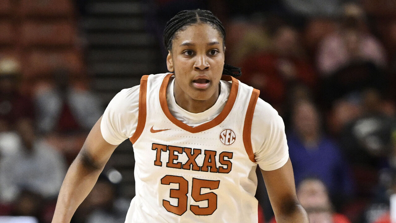 GREENVILLE, SOUTH CAROLINA - MARCH 07: Madison Booker #35 of the Texas Longhorns dribbles against the Ole Miss Rebels in the third quarter during the quarterfinal round of the SEC women's basketball tournament at Bon Secours Wellness Arena on March 07, 2025 in Greenville, South Carolina.