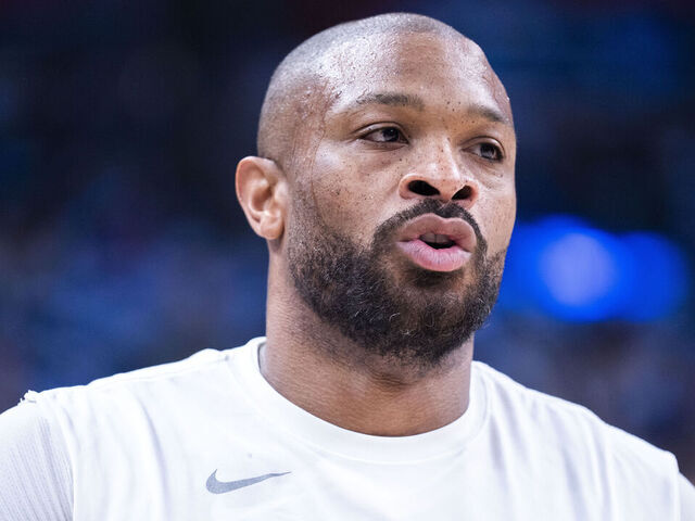 LOS ANGELES, CA - APRIL 21: PJ Tucker #17 of the LA Clippers looks on before the game against the Dallas Mavericks during the 2024 NBA Playoffs on April 21, 2024 at Crypto.Com Arena in Los Angeles, California. NOTE TO USER: User expressly acknowledges and agrees that, by downloading and/or using this Photograph, user is consenting to the terms and conditions of the Getty Images License Agreement. Mandatory Copyright Notice: Copyright 2024 NBAE