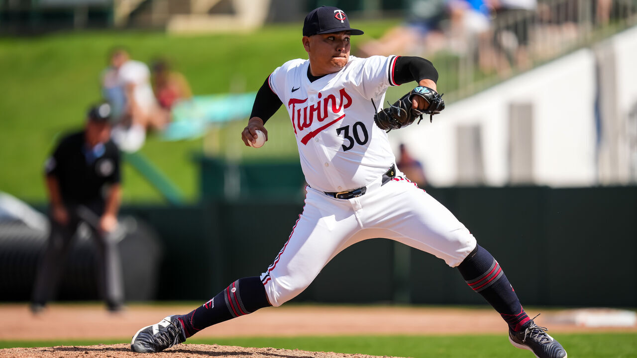 FORT MYERS, FL- FEBRUARY 27: Erasmo Ramirez #30 of the Minnesota Twins pitches during a spring training game against the Pittsburgh Pirates on February 27, 2025 at the Lee County Sports Complex in Fort Myers, Florida.