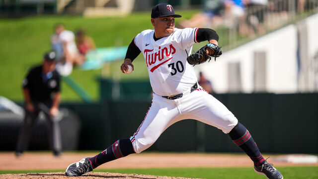 FORT MYERS, FL- FEBRUARY 27: Erasmo Ramirez #30 of the Minnesota Twins pitches during a spring training game against the Pittsburgh Pirates on February 27, 2025 at the Lee County Sports Complex in Fort Myers, Florida.