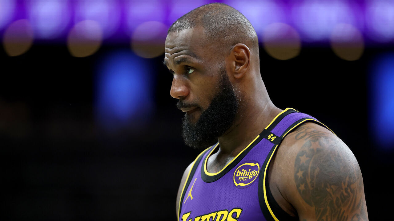 BOSTON, MASSACHUSETTS - MARCH 08: LeBron James #23 of the Los Angeles Lakers gets into position during the second half against the Boston Celtics at TD Garden on March 08, 2025 in Boston, Massachusetts. The Boston Celtics defeated the Los Angeles Lakers 111-101.
