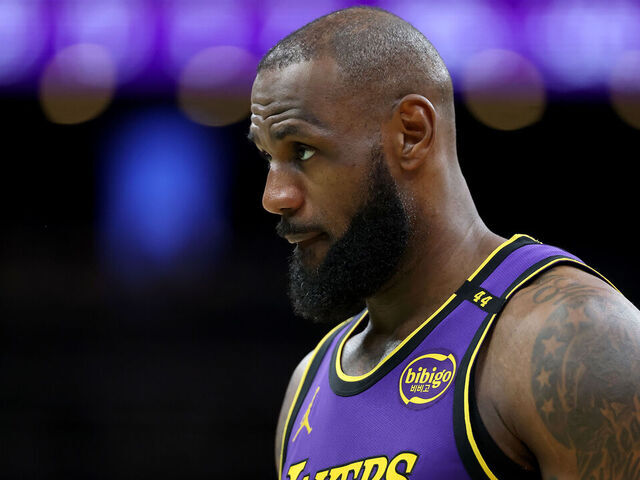 BOSTON, MASSACHUSETTS - MARCH 08: LeBron James #23 of the Los Angeles Lakers gets into position during the second half against the Boston Celtics at TD Garden on March 08, 2025 in Boston, Massachusetts. The Boston Celtics defeated the Los Angeles Lakers 111-101.