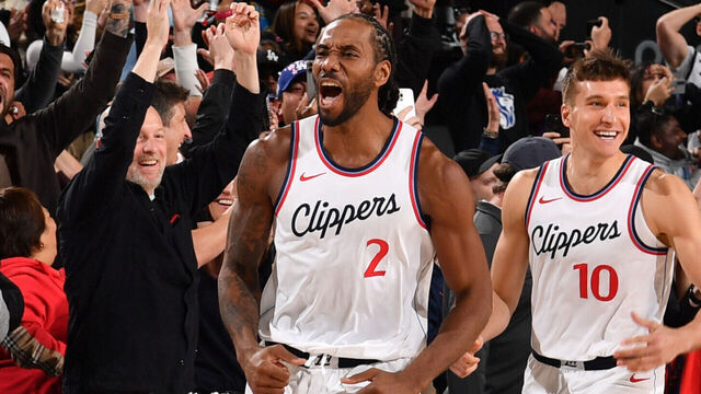 INGLEWOOD, CA - MARCH 9: Kawhi Leonard #2 of the LA Clippers celebrates after the game against the Sacramento Kings on March 9, 2025 at Intuit Dome in Los Angeles, California. NOTE TO USER: User expressly acknowledges and agrees that, by downloading and/or using this Photograph, user is consenting to the terms and conditions of the Getty Images License Agreement. Mandatory Copyright Notice: Copyright 2025 NBAE