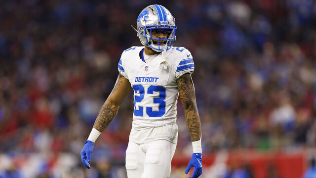 HOUSTON, TEXAS - NOVEMBER 10: Cornerback Carlton Davis III #23 of the Detroit Lions gets set during the third quarter of an NFL football game against the Houston Texans at NRG Stadium on November 10, 2024 in Houston, Texas.