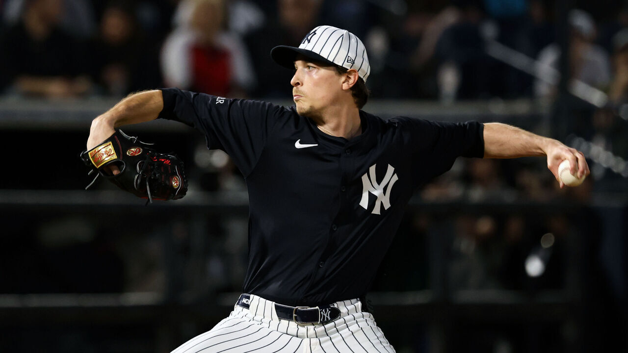 TAMPA, FL - MARCH 3: Max Fried #54 of the New York Yankees pitches during spring training at George M. Steinbrenner Field on March 3, 2025 in Tampa, Florida.