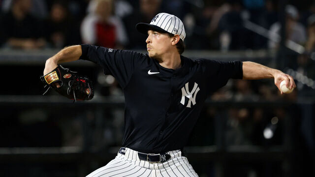 TAMPA, FL - MARCH 3: Max Fried #54 of the New York Yankees pitches during spring training at George M. Steinbrenner Field on March 3, 2025 in Tampa, Florida.
