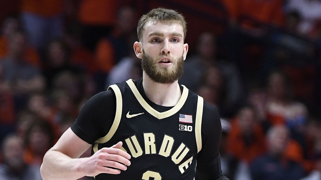 CHAMPAIGN, IL - MARCH 07: Purdue Boilermakers Guard Braden Smith (3) dribbles during the college basketball game between the Purdue Boilermakers and the Illinois Fighting Illini on March 7, 2025, at the State Farm Center in Champaign, Illinois.