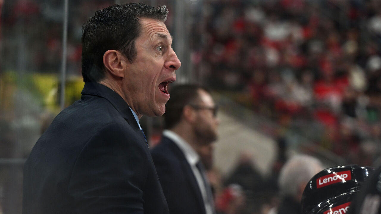 RALEIGH, NC - FEBRUARY 01: Carolina Hurricanes head coach Rod Brind'Amour calls to officials during the NHL game between the Los Angeles Kings and the Carolina Hurricanes on February 1, 2025 at Lenovo Center in Raleigh, North Carolina.
