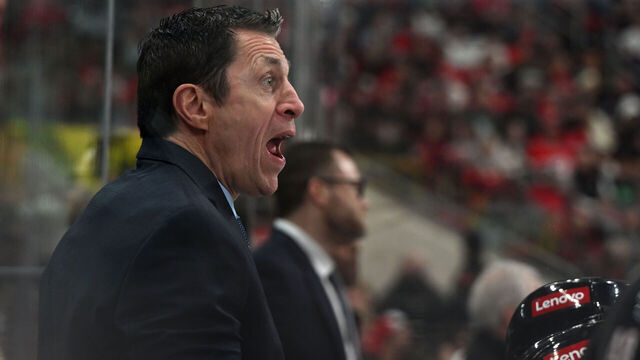 RALEIGH, NC - FEBRUARY 01: Carolina Hurricanes head coach Rod Brind'Amour calls to officials during the NHL game between the Los Angeles Kings and the Carolina Hurricanes on February 1, 2025 at Lenovo Center in Raleigh, North Carolina.