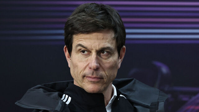Mercedes F1 CEO and team principal Toto Wolff speaks to the press on the second day of the Formula One pre-season testing at the Bahrain International Circuit in Sakhir on February 27, 2025.