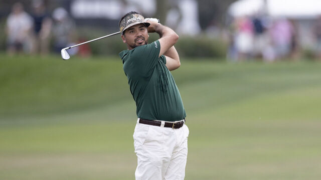 ORLANDO, FLORIDA - MARCH 09: Jason Day hits the ball on 1st hole during the final round of the Arnold Palmer Invitational presented by Mastercard 2025 at Arnold Palmer Bay Hill Golf Course on March 9, 2025 in Orlando, Florida.