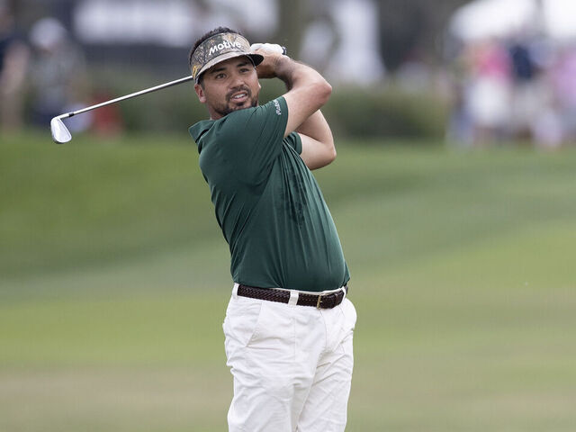 ORLANDO, FLORIDA - MARCH 09: Jason Day hits the ball on 1st hole during the final round of the Arnold Palmer Invitational presented by Mastercard 2025 at Arnold Palmer Bay Hill Golf Course on March 9, 2025 in Orlando, Florida.
