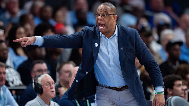 CHARLOTTE, NORTH CAROLINA - MARCH 13: Head coach Hubert Davis of the North Carolina Tar Heels reacts in the second half against the Wake Forest Demon Deacons during the quarterfinal round of the ACC men's basketball tournament at Spectrum Center on March 13, 2025 in Charlotte, North Carolina.