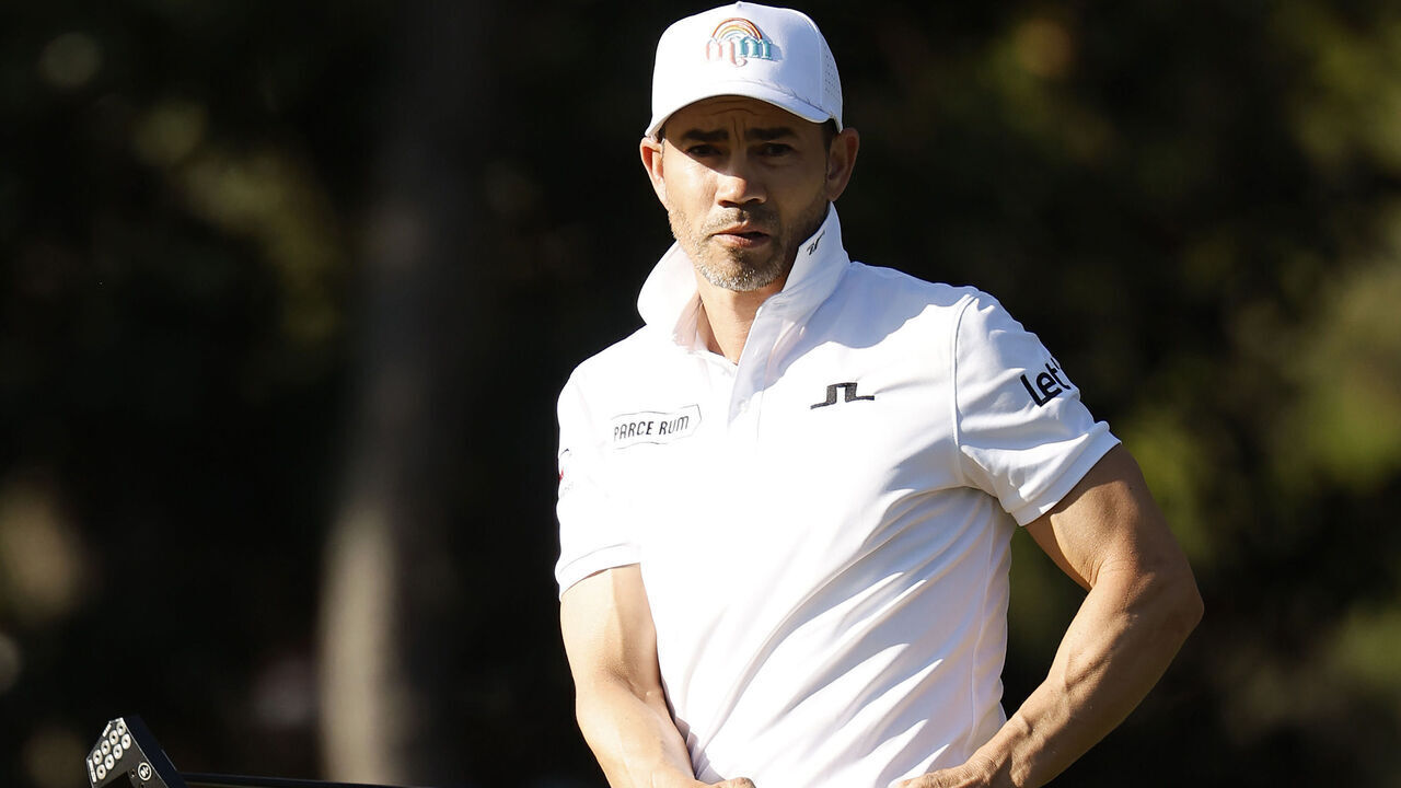 PONTE VEDRA BEACH, FLORIDA - MARCH 13: Camilo Villegas of Colombia follows his putt on the fifth green during the first round of THE PLAYERS Championship on the Stadium Course at TPC Sawgrass on March 13, 2025 in Ponte Vedra Beach, Florida.