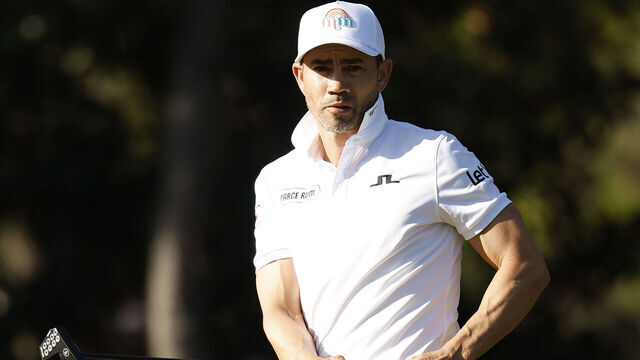 PONTE VEDRA BEACH, FLORIDA - MARCH 13: Camilo Villegas of Colombia follows his putt on the fifth green during the first round of THE PLAYERS Championship on the Stadium Course at TPC Sawgrass on March 13, 2025 in Ponte Vedra Beach, Florida.