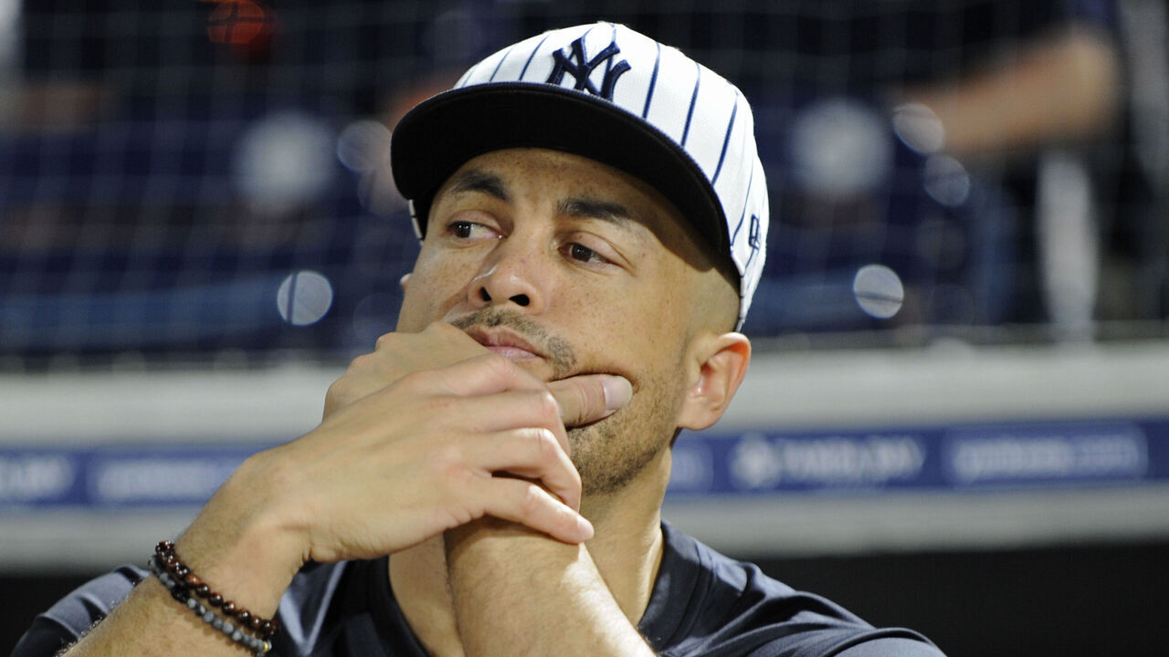 TAMPA, FLORIDA - MARCH 7: Giancarlo Stanton #27 of the New York Yankees during a spring training game against the Toronto Blue Jays at George M. Steinbrenner Field on March 7, 2025 in Tampa, Florida.
