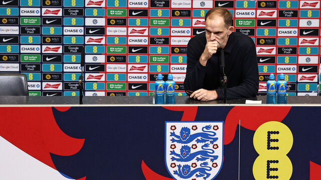 England's German head coach Thomas Tuchel attends a press conference at Wembley in north London on March 14, 2025, as he announces his first squad ahead of world cup qualifiers against Albania and Latvia