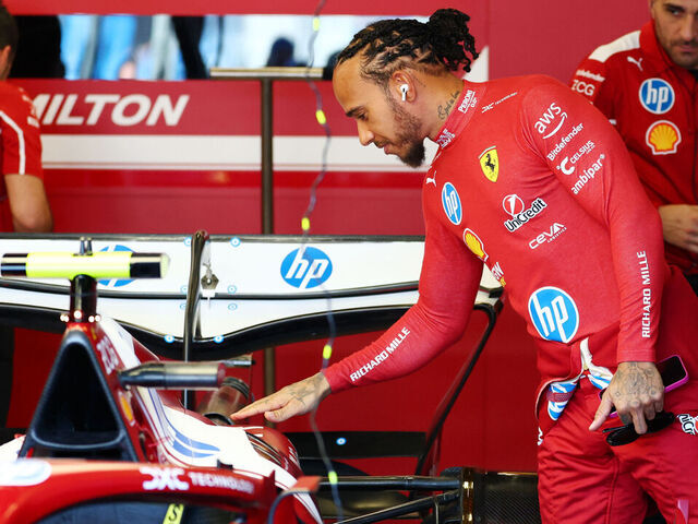 MELBOURNE, AUSTRALIA - MARCH 14: Lewis Hamilton of Great Britain and Scuderia Ferrari prepares to drive in the garage prior to practice ahead of the F1 Grand Prix of Australia at Albert Park Grand Prix Circuit on March 14, 2025 in Melbourne, Australia.