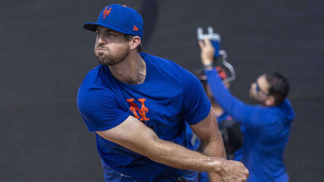 Port St. Lucie, FL: New York Mets pitcher Clay Holmes during a spring training workout at Port St. Lucie, Florida on Feb. 10, 2025.