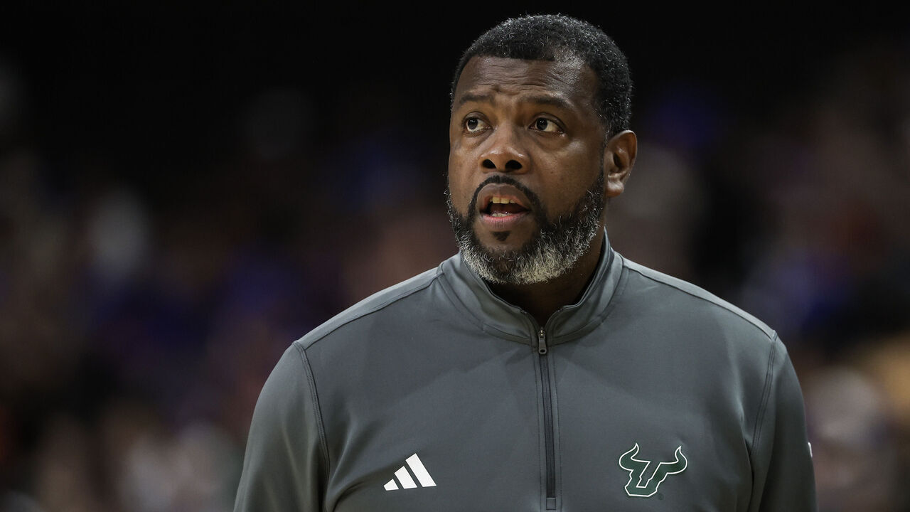JACKSONVILLE, FLORIDA - NOVEMBER 04: Head coach Ben Fletcher of the South Florida Bulls looks on during the first half of a game against the Florida Gators at VyStar Veterans Memorial Arena on November 04, 2024 in Jacksonville, Florida.