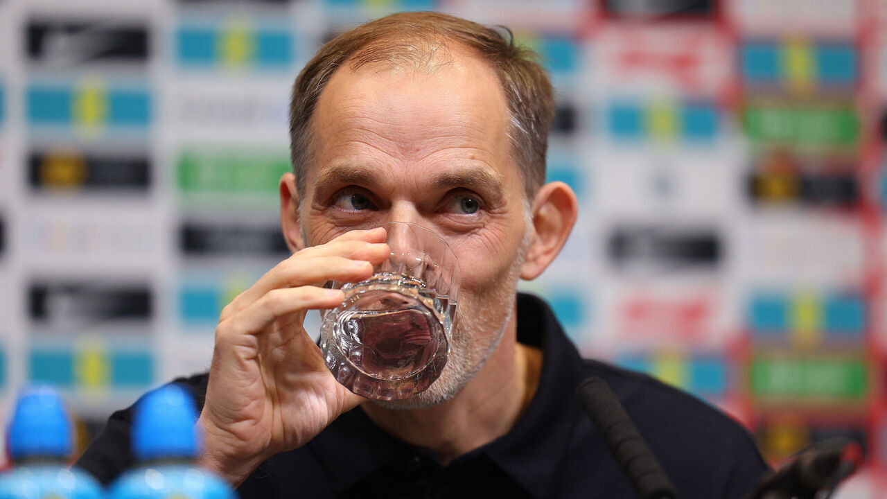 LONDON, ENGLAND - MARCH 14: Thomas Tuchel, England's head coach, attends a press conference at Wembley Stadium on March 14, 2025 in London, England.