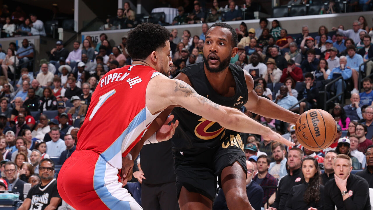 MEMPHIS, TN - MARCH 14: Evan Mobley #4 of the Cleveland Cavaliers looks on during the game against the Memphis Grizzlies on March 14, 2025 at FedExForum in Memphis, Tennessee. Mandatory Copyright Notice: Copyright 2025 NBAE
