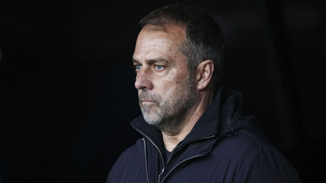 Hansi Flick coaches FC Barcelona during the Top 16 game of the UEFA Champions League between FC Barcelona and SL Benfica at Stadium Lluis Companys in Barcelona, Spain, on March 11, 2025.