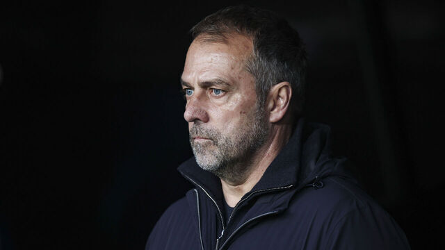 Hansi Flick coaches FC Barcelona during the Top 16 game of the UEFA Champions League between FC Barcelona and SL Benfica at Stadium Lluis Companys in Barcelona, Spain, on March 11, 2025.