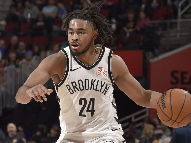 CLEVELAND, OH - MARCH 11: Cam Thomas #24 of the Brooklyn Nets dribbles the ball during the game against the Cleveland Cavaliers on March 11, 2025 at Rocket Mortgage FieldHouse in Cleveland, Ohio. NOTE TO USER: User expressly acknowledges and agrees that, by downloading and/or using this Photograph, user is consenting to the terms and conditions of the Getty Images License Agreement. Mandatory Copyright Notice: Copyright 2025 NBAE