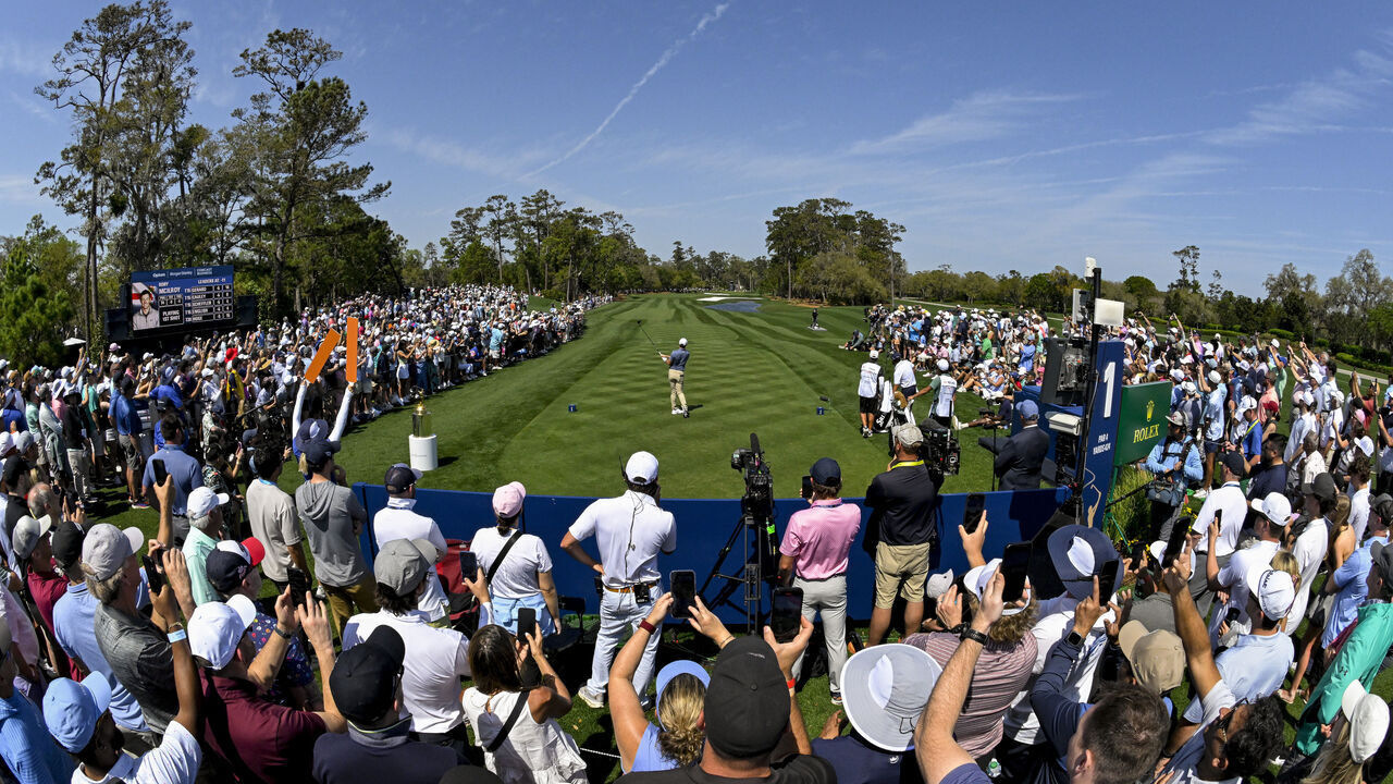 PONTE VEDRA BEACH, FLORIDA - MARCH 15: Rory McIlroy of Northern Ireland hits a tee shot on the first hole during the third round of THE PLAYERS Championship 2025 at TPC Sawgrass on March 15, 2025 in Ponte Vedra Beach, Florida.