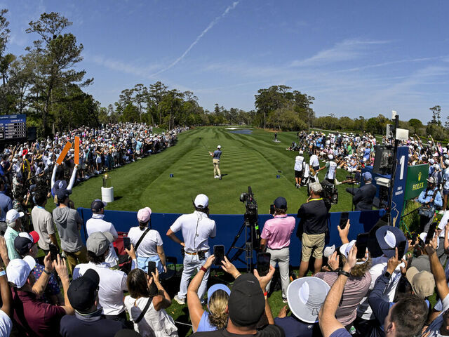 PONTE VEDRA BEACH, FLORIDA - MARCH 15: Rory McIlroy of Northern Ireland hits a tee shot on the first hole during the third round of THE PLAYERS Championship 2025 at TPC Sawgrass on March 15, 2025 in Ponte Vedra Beach, Florida.