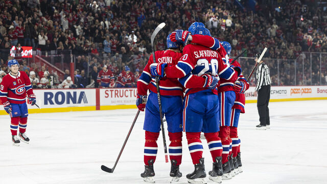 MONTREAL, CANADA- MARCH 15: Patrik Laine #92 of the Montreal Canadiens celebrates after scoring a goal during the first period of the NHL regular season game between the Montreal Canadiens and the Florida Panthers at the Bell Centre on March 15, 2025 in Montreal, Quebec, Canada.