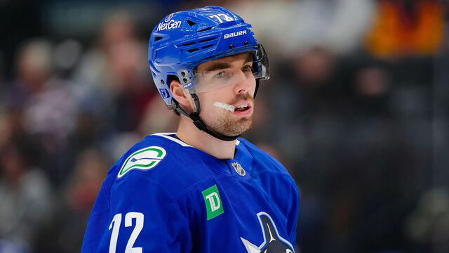 VANCOUVER, CANADA - MARCH 11: Filip Chytil #72 of the Vancouver Canucks looks on during the third period of their NHL game against the Montréal Canadiens at Rogers Arena on March 11, 2025 in Vancouver, British Columbia, Canada.
