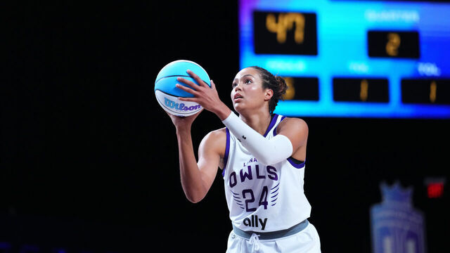 MEDLEY, FLORIDA - FEBRUARY 21: Napheesa Collier #24 of the Lunar Owls takes a free throw against Rose during the first half at Wayfair Arena on February 21, 2025 in Medley, Florida.