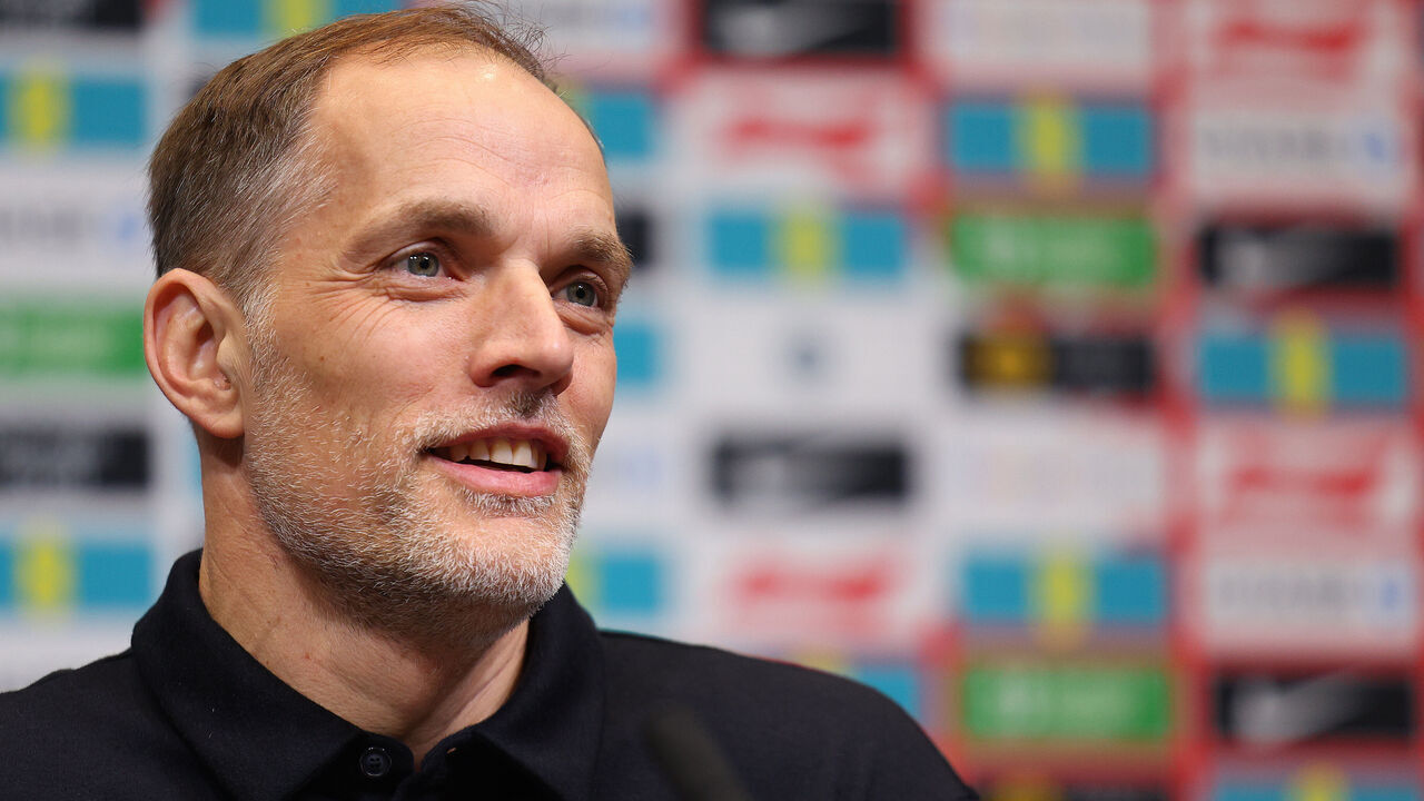 LONDON, ENGLAND - MARCH 14: Thomas Tuchel, England's head coach, attends a press conference at Wembley Stadium on March 14, 2025 in London, England.