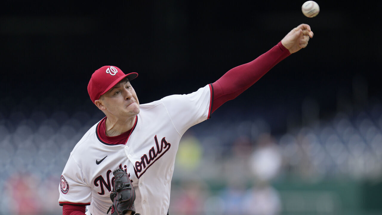 WASHINGTON, DC - SEPTEMBER 26: Patrick Corbin #46 of the Washington Nationals pitches to the Kansas City Royals during the first inning at Nationals Park on September 26, 2024 in Washington, DC.