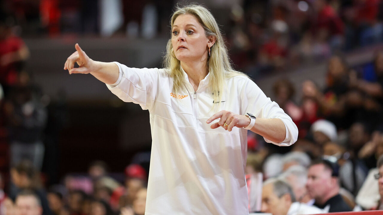 RALEIGH, NORTH CAROLINA - MARCH 25: Head coach Kellie Harper of the Tennessee Lady Vols coaches against the North Carolina State Wolfpack during the second round of the 2024 NCAA Women's Basketball Tournament held at Reynolds Coliseum on March 25, 2024 in Raleigh, North Carolina.