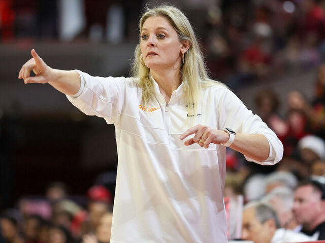 RALEIGH, NORTH CAROLINA - MARCH 25: Head coach Kellie Harper of the Tennessee Lady Vols coaches against the North Carolina State Wolfpack during the second round of the 2024 NCAA Women's Basketball Tournament held at Reynolds Coliseum on March 25, 2024 in Raleigh, North Carolina.