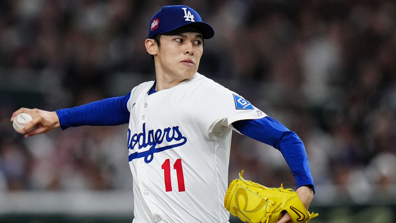 TOKYO, JAPAN - MARCH 19: Roki Sasaki #11 of the Los Angeles Dodgers pitches during the game between the Los Angeles Dodgers and the Chicago Cubs at Tokyo Dome on Wednesday, March 19, 2025 in Tokyo, Japan.